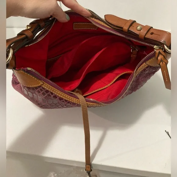 Dooney & Bourke Erica Hobo Rasberry Snakeskin Hobo Bag - Picture 9 of 14